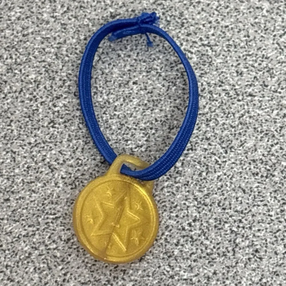 Mattel Barbie You Can Be Anything Soccer Coach Gold Game Trophy, 1 3/4”, & Medal